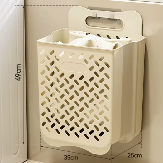 Сітчастий пластиковий кошик для білизни, складний органайзер настінний з вентиляцією, 28×18×38см Кам'янець-Подільський
