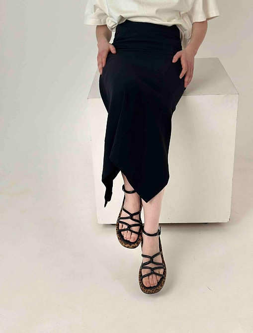 Olli Стильні босоніжки жіночі літні чорні з леопардовою підошвою OLLI Л-4-21113, натуральна шкі Коломыя - изображение 3