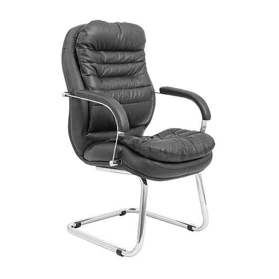 Офісне конференційне крісло Valencia Шкіра Комбо Lux CF Хром Чорний Київ