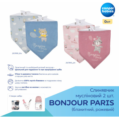 Слюнявчик Canpol babies Bonjour Paris 2 шт Голубой (26/900_blu) Винница - изображение 6