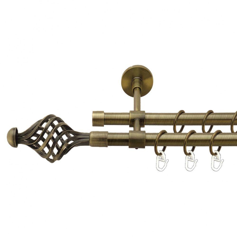 Карниз Orvit Арезо металевий дворядний закритий гладка труба кільце металеве Антик 16\16 мм 240 см (7329357) Львів - фото 1