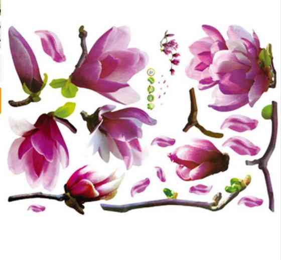 Вінілова наклейка на стіну Квіти з дефектом 50 на 70 см фіолетовий Київ