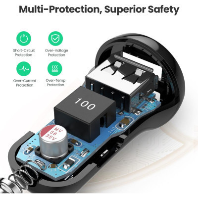 Зарядное устройство Ugreen ED018 24W 2xUSB Car Charger (Black) (50875) Винница - изображение 4