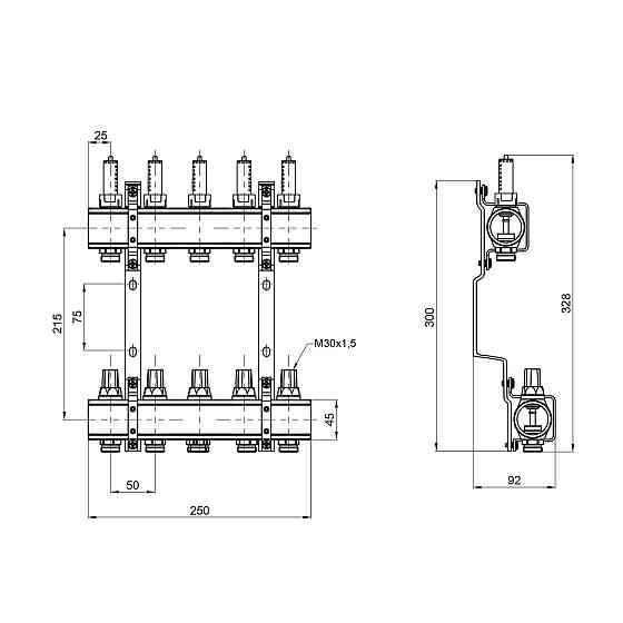 Колектор із витратами Thermo Alliance Forte 1" 5 виходів SF001W5 Київ
