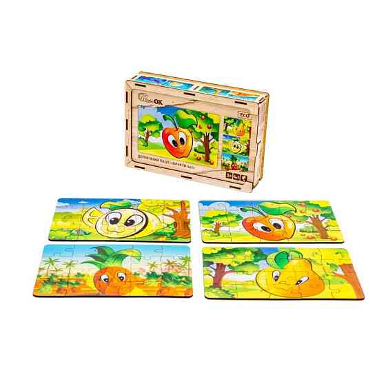 Детский деревянный пазл Фрукты 4 в 1 Puz-84681, 80 элементов Винница