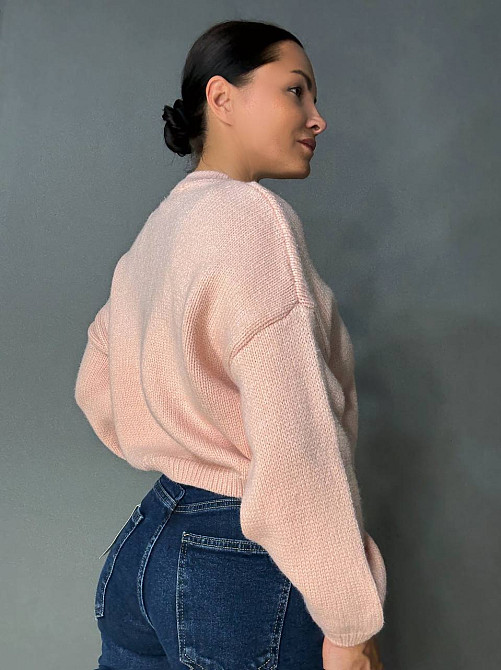 Светр жіночий Fancy Matinee 539 оверсайз однотонний, рожевий, one size Київ - фото 10