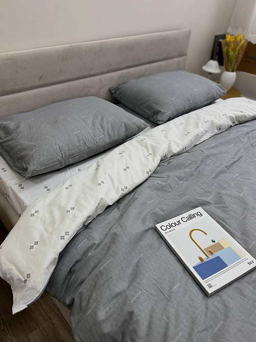 Ecotton Комплект постільної білизни Ecotton полуторний 150х215 см сіра Полоса 21205 Коломыя - изображение 6