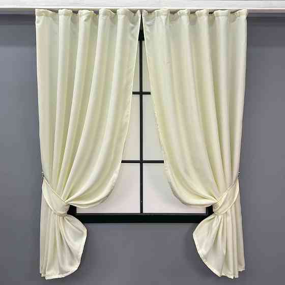 Комплект коротких штор VR-Textil Лен Парма № 1736ш Молочный 130х170 см 2 шт (35-0361) Киев