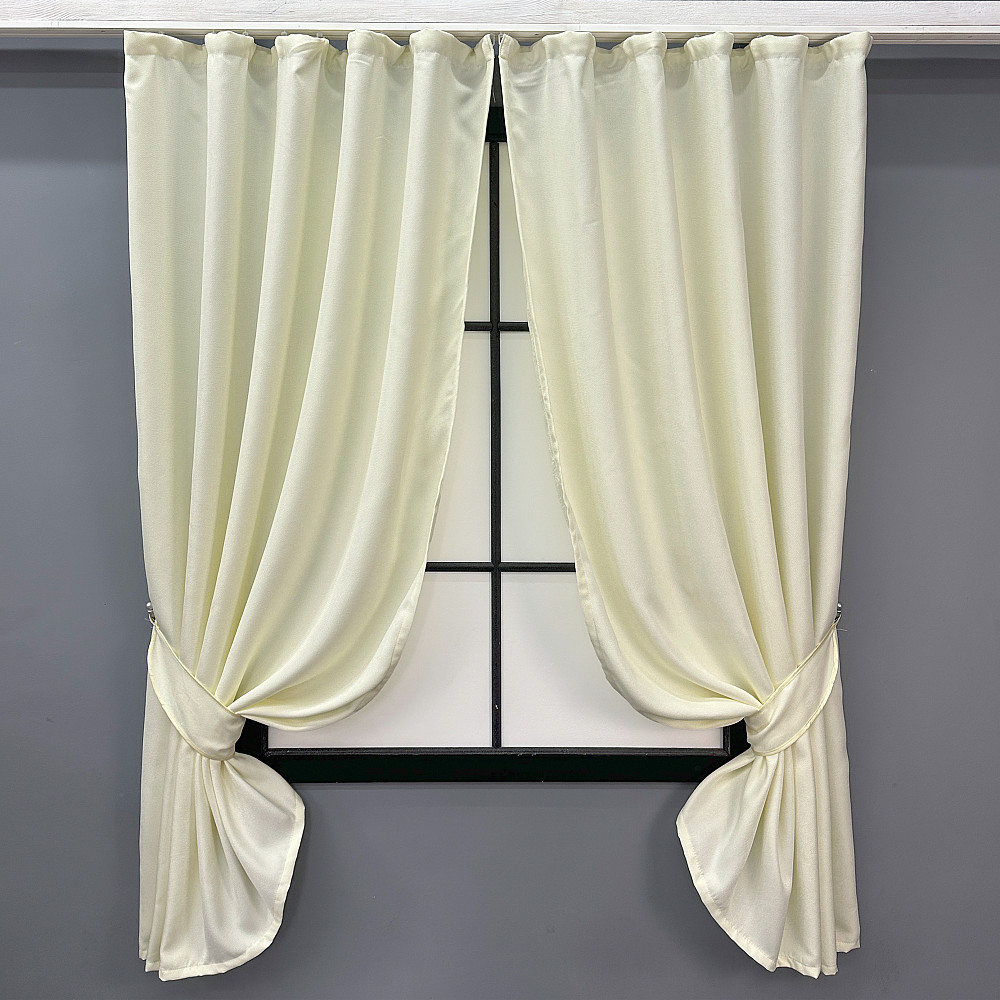 Комплект коротких штор VR-Textil Лен Парма № 1736ш Молочный 130х170 см 2 шт (35-0361) Киев - изображение 1