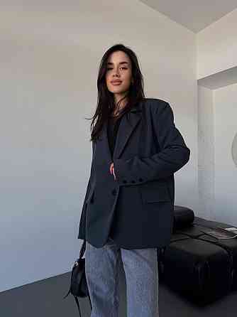 Женский классический оверсайз пиджак на подкладке костюмка Графит, 42/44 Одесса