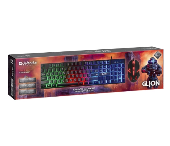 Набор клавиатура + мышь (проводной) Defender Glion C-123 RGB-подсветка (Черный) Винница - изображение 3