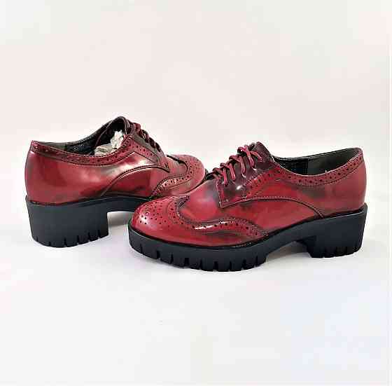 Жіночі Лакові Туфлі Бордо на Тракторній Підошві Сліпони Мокасини Червоні (розміри: 37) — 250 Дніпро
