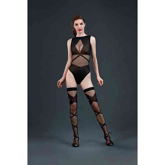 Комплект: боді та панчохи Moonlight Model 16 XS-L Black, імітація топу та трусиків Sex Aura Київ