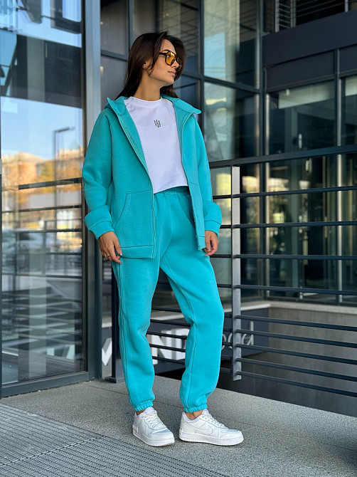 Женский спортивный костюм на флисе Голубой 46/48 Харьков - изображение 2