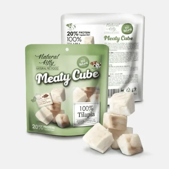 Ласощі для котів і собак Natural Kitty Meaty Cube у вигляді кубиків тилапії 60 г Вінниця