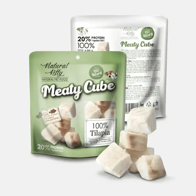 Ласощі для котів і собак Natural Kitty Meaty Cube у вигляді кубиків тилапії 60 г Вінниця - фото 1