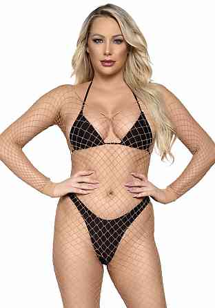Бодістокінг у велику сітку Leg Avenue Long Sleeved Bodystocking One size Nude, довгий рукав Sex Aura Київ