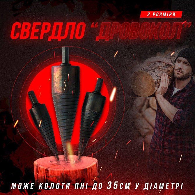Винтовий колун на перфоратор та дріль , конус , насадка Київ - фото 1