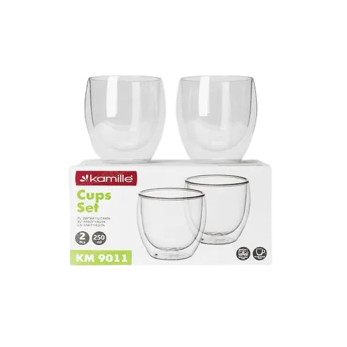 Набір склянок 2шт 250мл з подвійними стінками скло 9011 KAMILLE Житомир - изображение 2