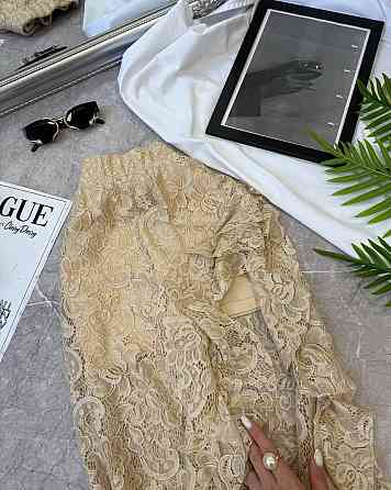 Жіноча трендова гіпюрова спідниця з шортами гіпюр (мереживо) Бежевий, 46/48 Одеса