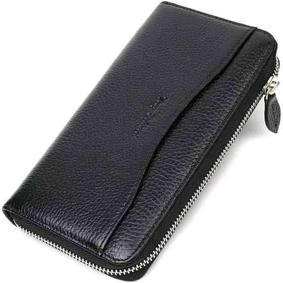 Жіноче містке портмоне на блискавці з натуральної шкіри Tony Bellucci 21970 Чорний Київ