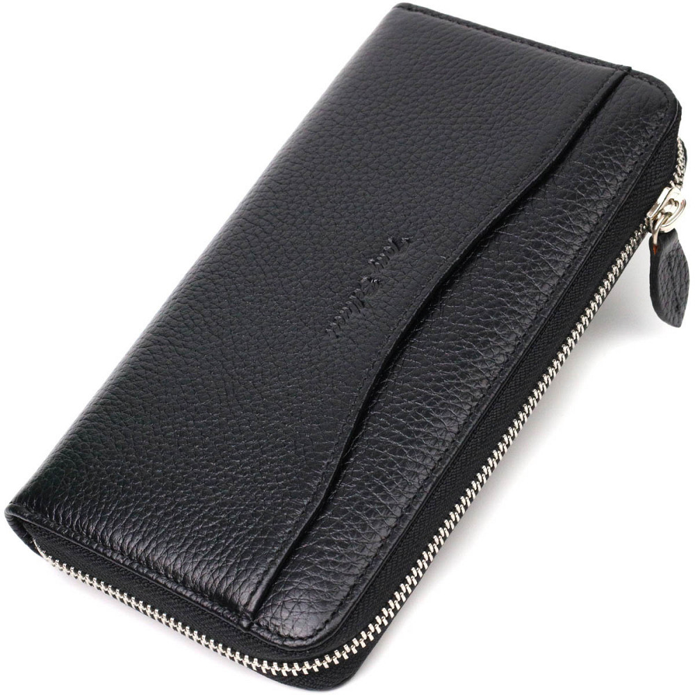 Жіноче містке портмоне на блискавці з натуральної шкіри Tony Bellucci 21970 Чорний Київ - фото 1