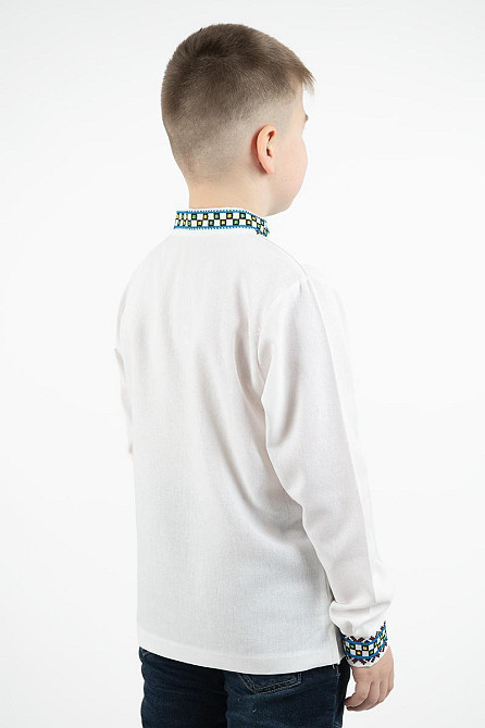Вышиванка для мальчиков, 164р с длинным рукавом, льняная, белая, топ Киев - изображение 5