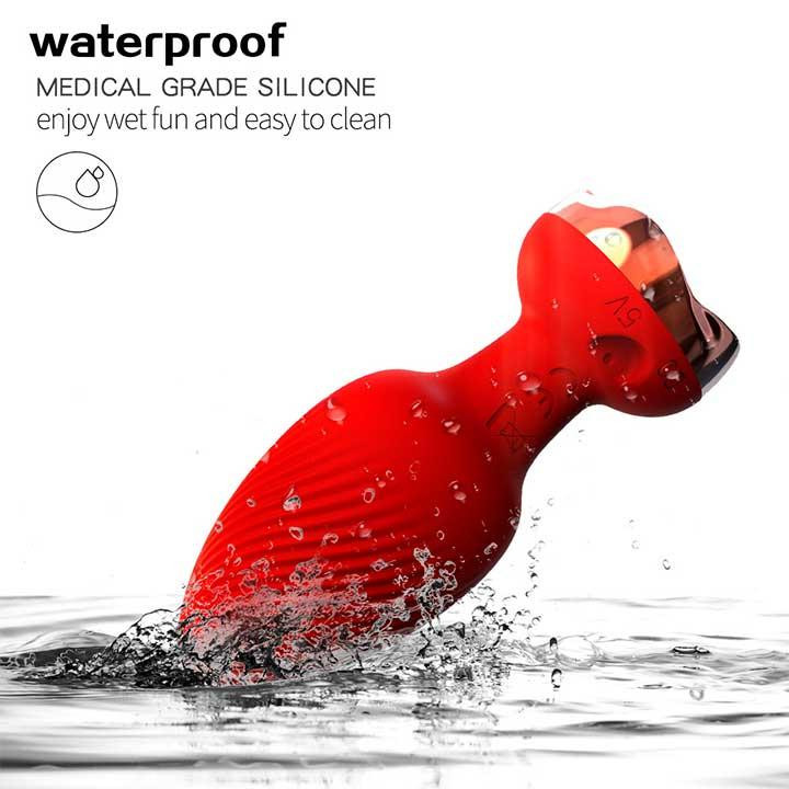 Силіконовий анальний корок із вібрацією Rose з Д/К 3,5*9 см. Червоний — Анальні іграшки Вінниця - фото 7