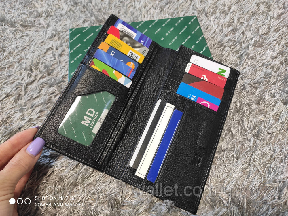 Тонкий шкіряний чоловічий гаманець купюрник на багато карток MD 22-337 Київ - фото 5