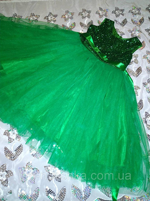 Зелене дитяче пишне плаття Ялинка з блискітками Кривий Ріг - фото 6