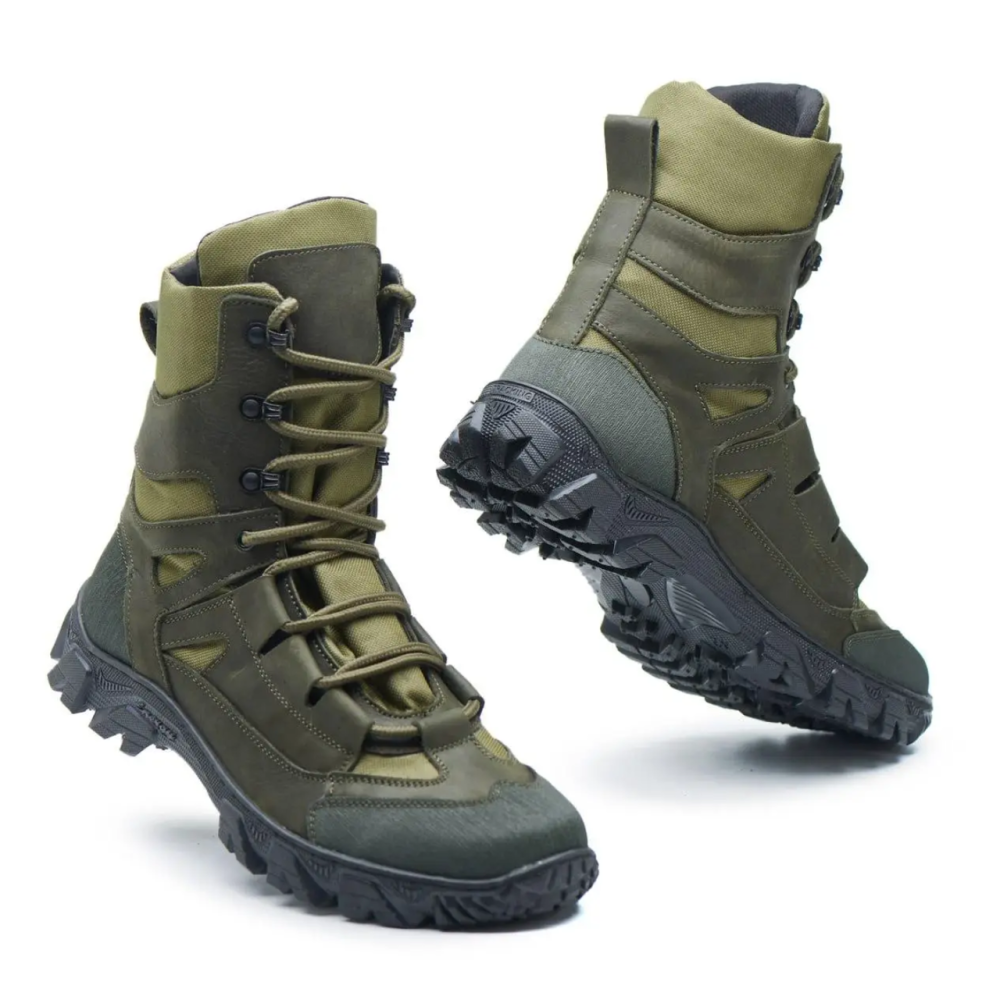 Военные мужские берцы демисезонные хаки, кожаные тактические высокие берцы прошить и проклеены Львов - изображение 6