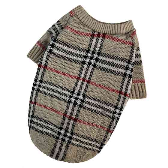 Свитер для собак вязанный с манжетами Burberry Dogs Bomba бежевый Одесса