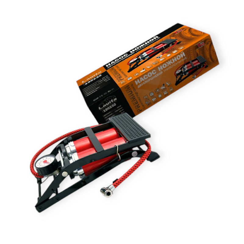 Насос ножной 2 цилиндра метал. с маном 7 атм (55х120) усил. Мукачево - изображение 1