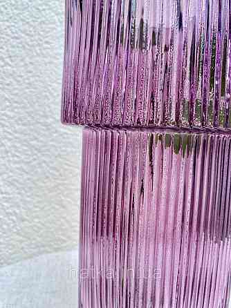 Ваза скляна 14,5*14,5*30 см "Тафт" рожеве товсте скло Київ