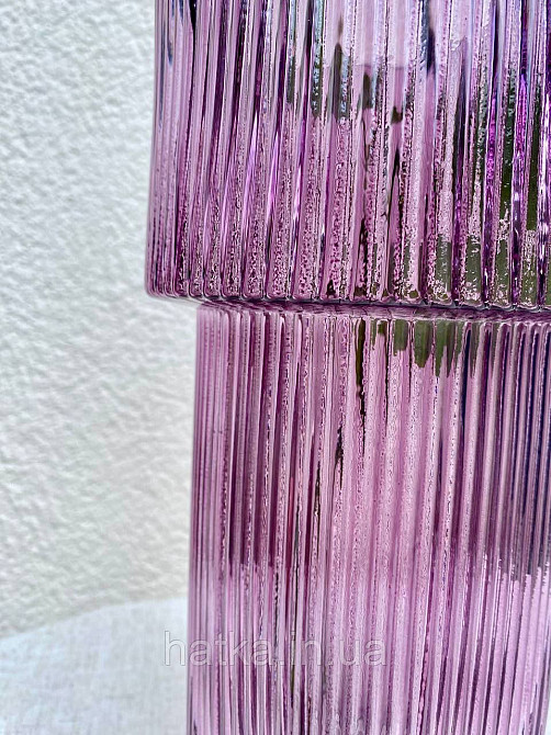 Ваза скляна 14,5*14,5*30 см "Тафт" рожеве товсте скло Київ - фото 6