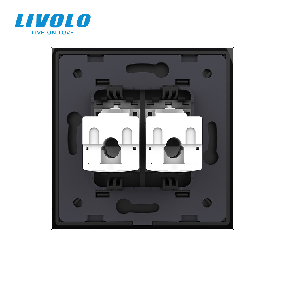 LIVOLO Розетка комп'ютерна подвійна RJ-45 LIVOLO чорна матова скло Коломия - фото 5