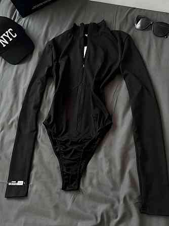 Жіночий стильний базовий боді з ніжного мікродайвінгу. Чорний Одеса