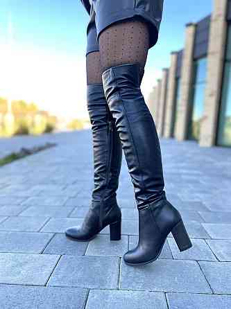 Nivelle Стильні ботфорти жіночі зимові з натуральної шкіри на підборах, чорні 5310 (8052-8033) Коломия