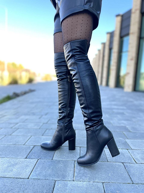 Nivelle Стильні ботфорти жіночі зимові з натуральної шкіри на підборах, чорні 5310 (8052-8033) Коломия - фото 6