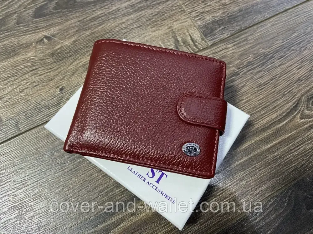 Женское портмоне из натуральной кожи бордового цвета с блоком под карты ST 34 Киев - изображение 2