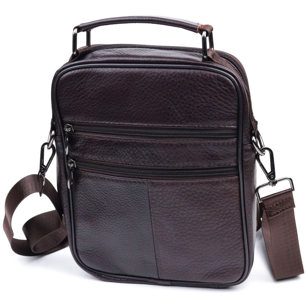 Якісний чоловічий месенджер з натуральної шкіри Vintage 21304 Коричневий Київ - фото 2