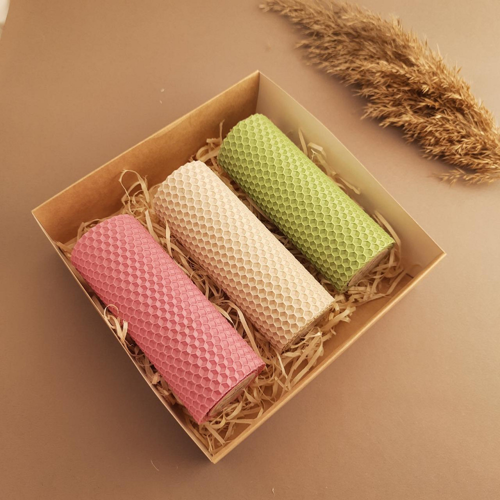 Набір трьох свічок з вощини Царство  Меду 13 см Nabor1022 Одеса - фото 1