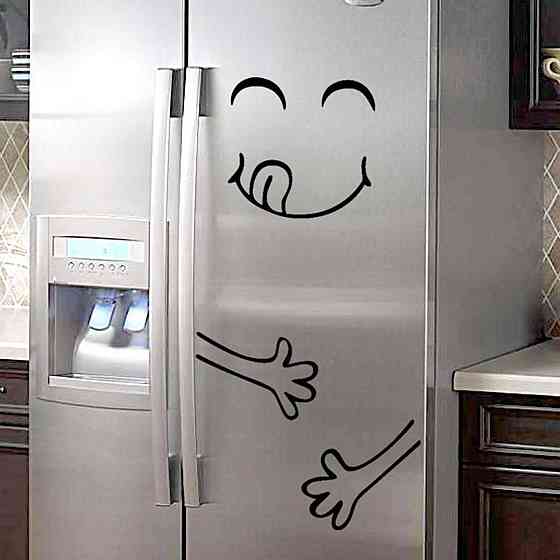 Наклейка на холодильник Смайлик 20 на 28 см чорний Київ