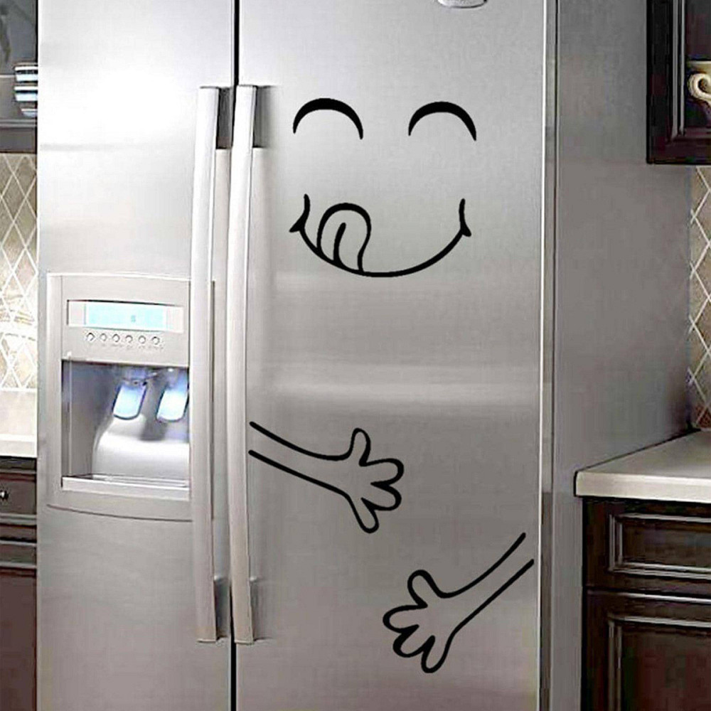 Наклейка на холодильник Смайлик 20 на 28 см чорний Київ - фото 1