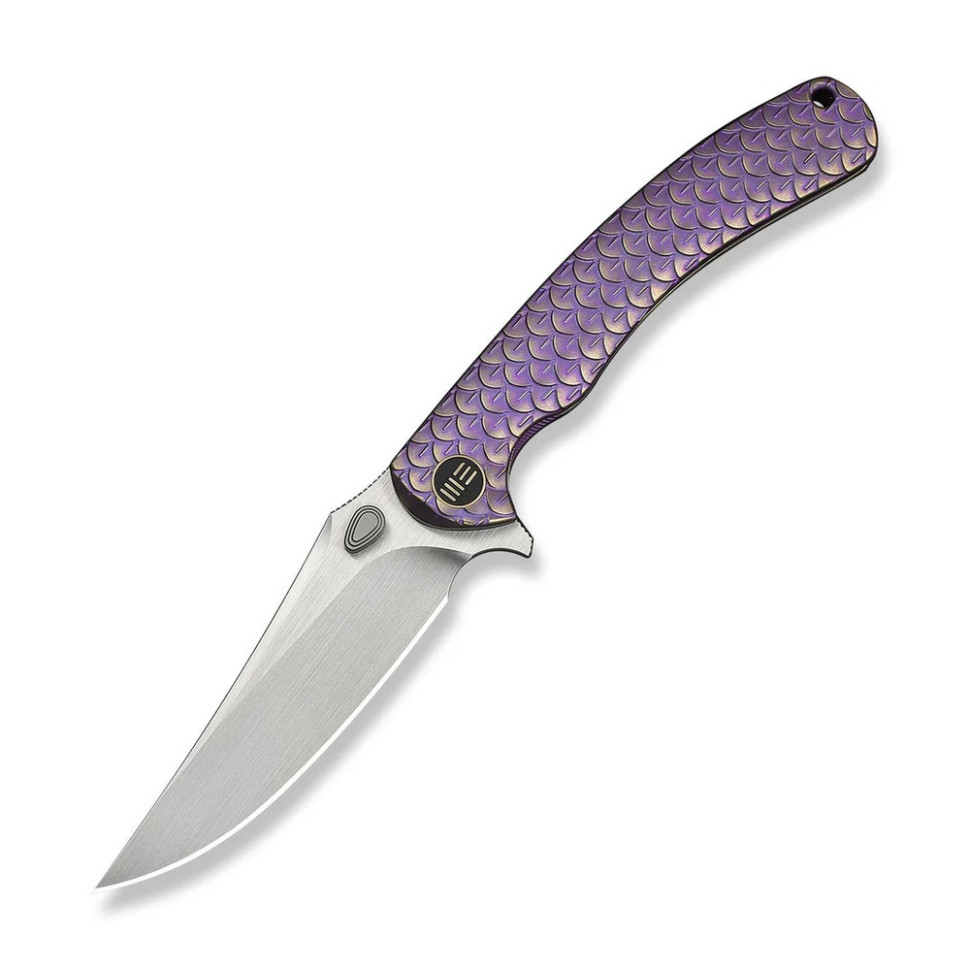 Ніж складаний туристичний Weknife Dracarys, (9.1 см) Böhler M390 / титан 6AL4V фіолетовий/золотий Київ - фото 1