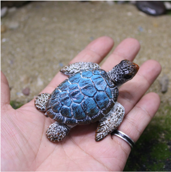 Фигурка Черепаха 7.6 х 6.5 из полистоуна Для мини-сада, сада и флорариума Голубой Одесса - изображение 1