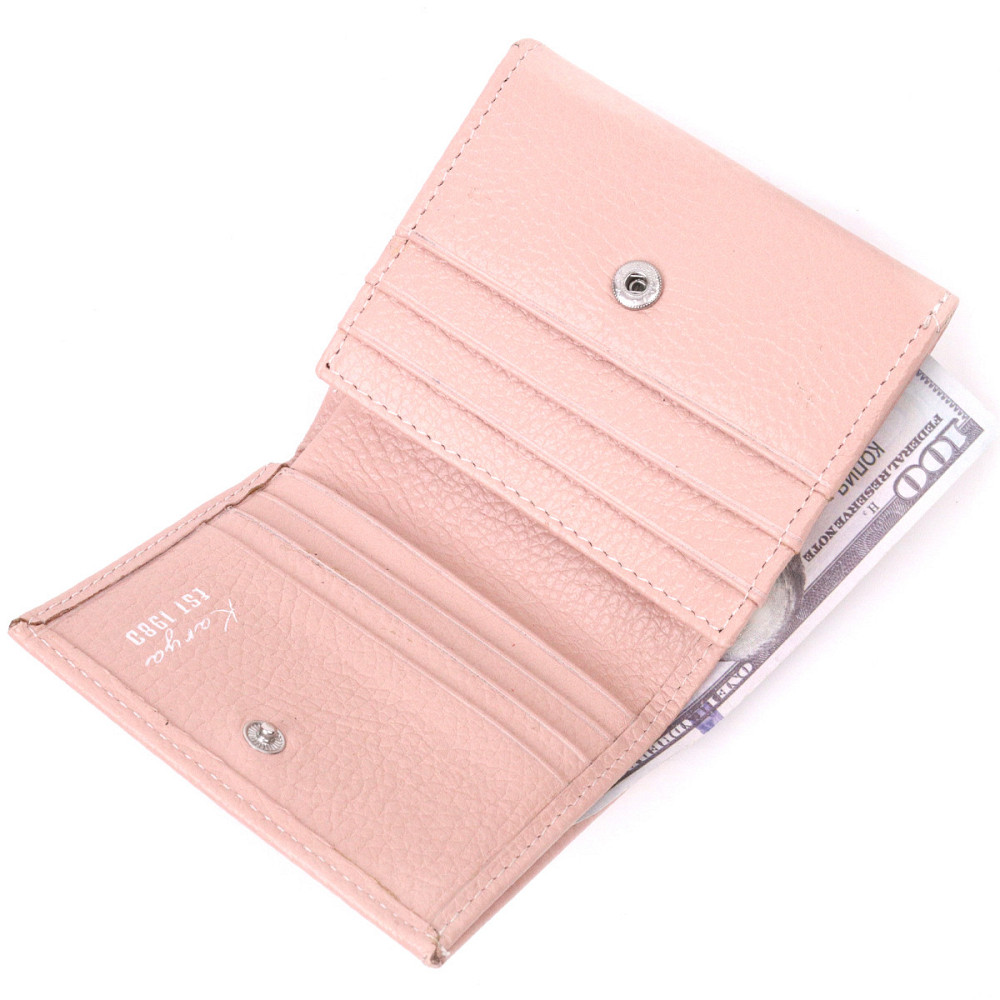 Компактний жіночий шкіряний гаманець з монетницею KARYA 21375 Пудровий Київ - фото 5