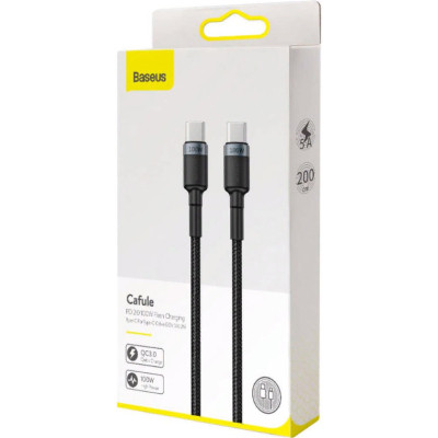Дата кабель USB-C to USB-C 2.0m 100W 5A black-grey Baseus (CATKLF-ALG1) Винница - изображение 5