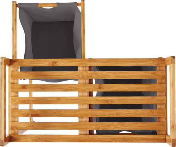 Бамбуковий стелаж для ванної кімнати 2в1 | Відкрита полиця + 2 місткі кошики для одягу, 64×33×73см Кам'янець-Подільський