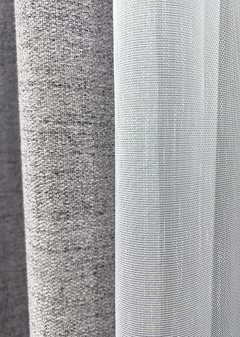 Комплект штор VR-Textil TWEED_V 150х270 2шт и Тюль 400х270 1913ш-1153т Светло-серый с белым 71-144/3 Киев - изображение 5